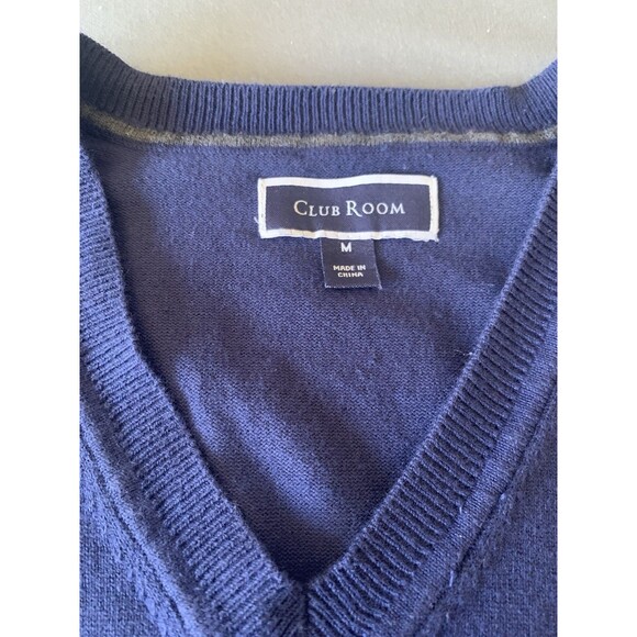 Club Room Mens Sweater Vests 1 Blue 1 Gray Size Medium V-Neck Pullover Lot of 2 - Picture 9 of 12